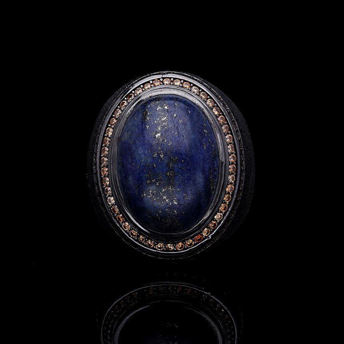 Men’s Sterling Silver Lapis Lazuli Oval Ring