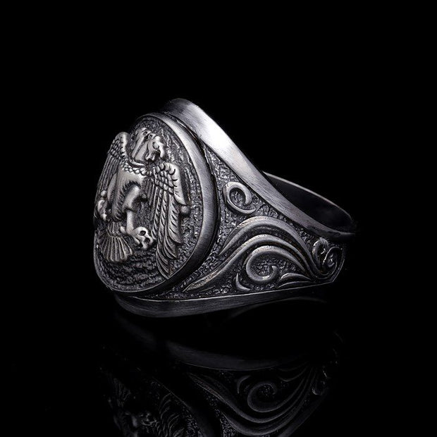 Men’s Sterling Silver Double Eagle Warrior Ring