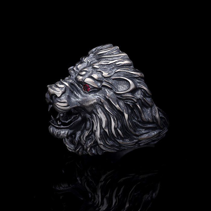 Men’s Sterling Silver 3D Lion Ring