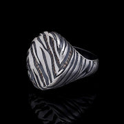 Men’s Sterling Silver Zebra Oval Ring