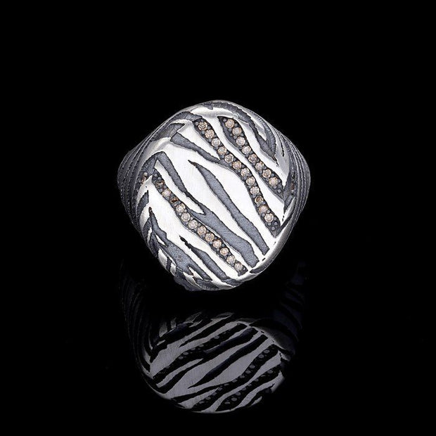 Men’s Sterling Silver Zebra Oval Ring