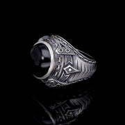 Men’s Sterling Silver Onyx Oval Ring