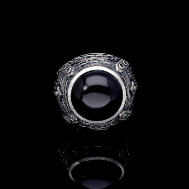 Men’s Sterling Silver Onyx Oval Ring