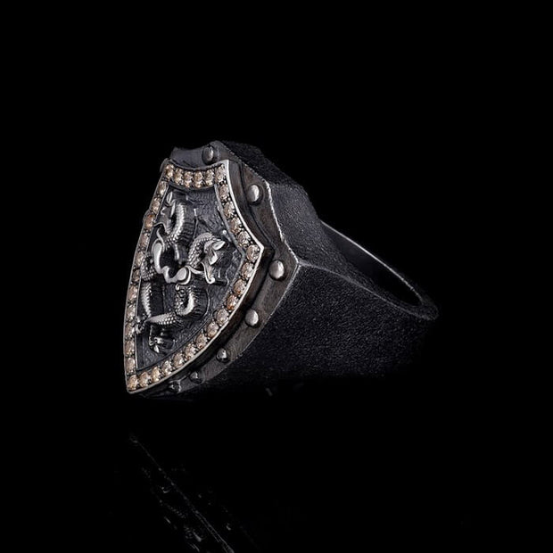 Men’s Sterling Silver Shield Ring