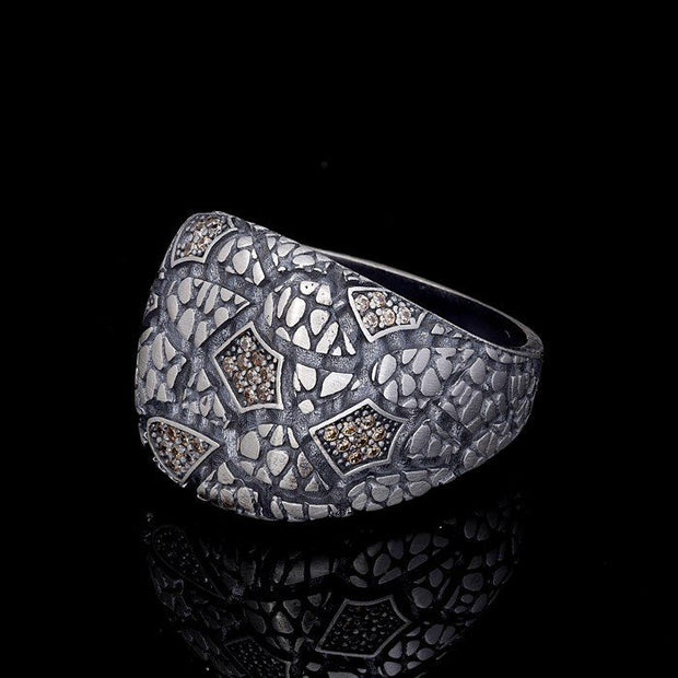 Men’s Sterling Silver Earth Pattern Ring