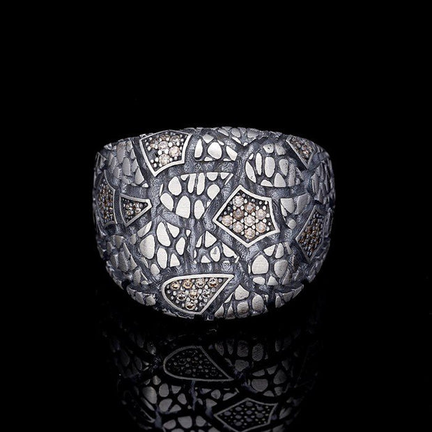 Men’s Sterling Silver Earth Pattern Ring