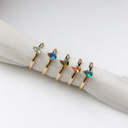 14k Gold Colorful Stone Teardrop Ring