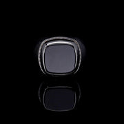 Men’s Sterling Silver Onxy Square Ring