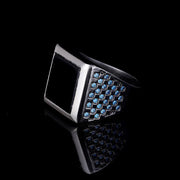 Men’s Sterling Silver Onxy Square Ring