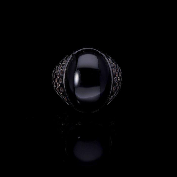 Men’s Sterling Silver Onyx Oval Ring