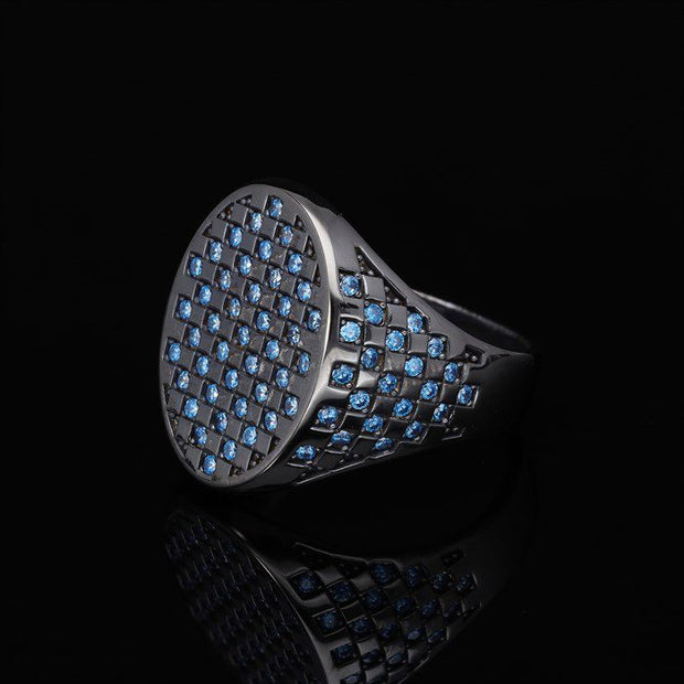 Men’s Sterling Silver Checkered Ring