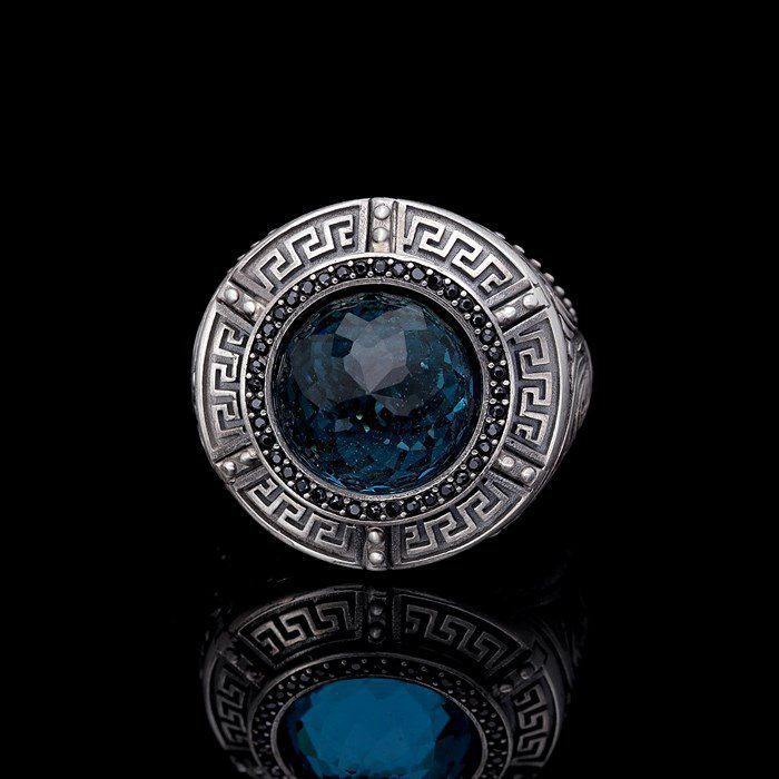 Men’s Sterling Silver Blue Stone Ring