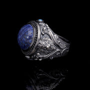 Men’s Sterling Silver Lion Lapis Lazuli Ring