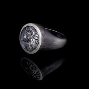 Men’s Sterling Silver Lion Oval Ring