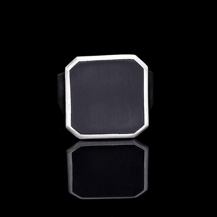 Men’s Sterling Silver Matte Enamel Oxidized Ri̇ng