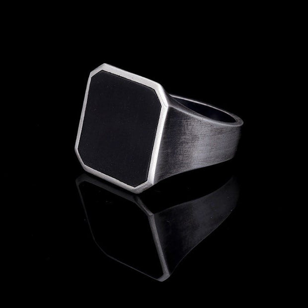 Men’s Sterling Silver Matte Enamel Oxidized Ri̇ng