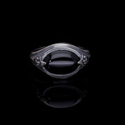 Men’s Sterling Silver Fleur de Lys Detail Onyx Stone Ring