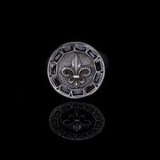 Men’s Sterling Silver Black Baget Stone Fleur de Lys Patterned Ring