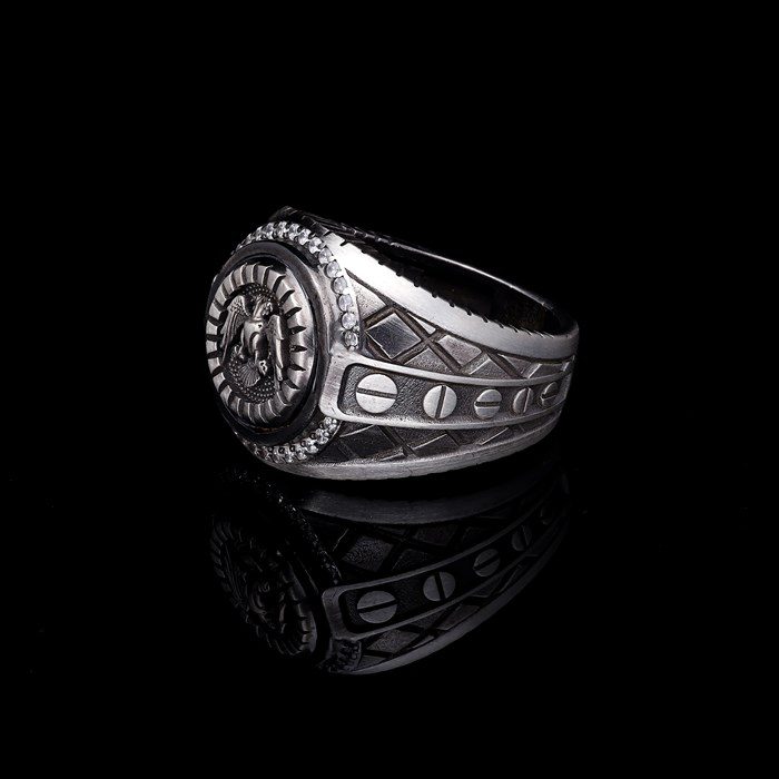 Men’s Sterling Silver Double Eagle Knight Ring