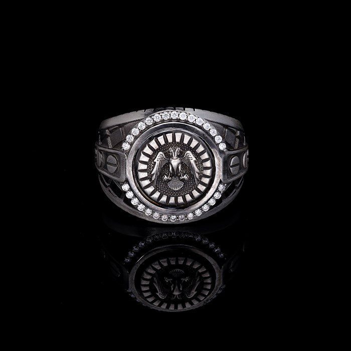 Men’s Sterling Silver Double Eagle Knight Ring