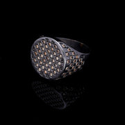 Men’s Sterling Silver Champagne Stone Checker Ring