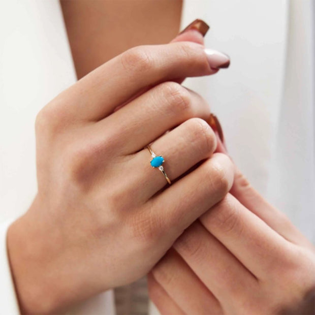 14k Gold Turquoise Stone Ring
