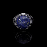 Men’s Sterling Silver Lapis Lazuli Stone Rodium Plating Ring