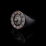 Men’s Sterling Silver Champagne Stone Lion Ring