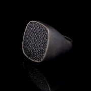 Men’s Sterling Silver Black Stone Square Ring