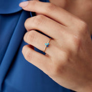 14k Gold Shades of Blue Topaz Ring