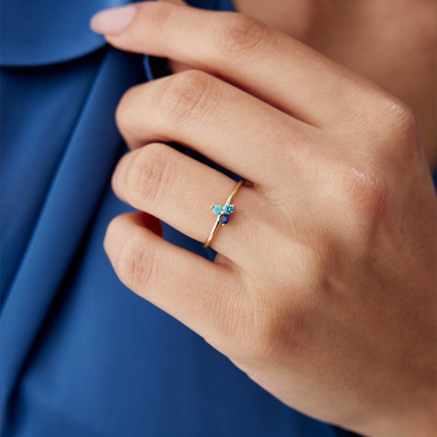 14k Gold Shades of Blue Topaz Ring