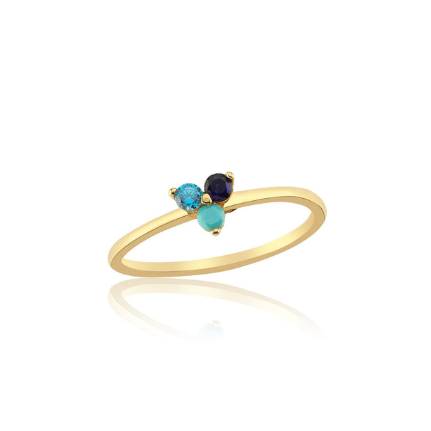 14k Gold Shades of Blue Topaz Ring