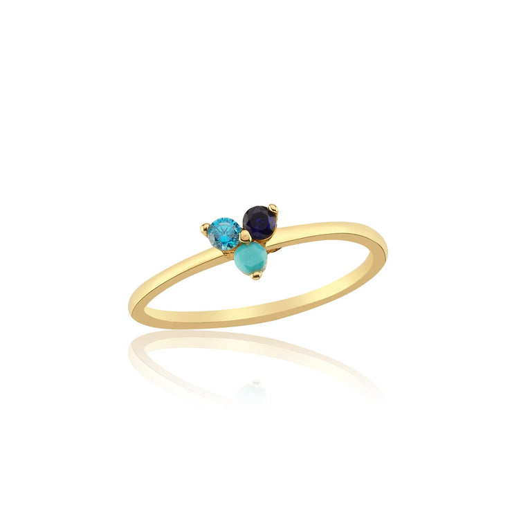 14k Gold Shades of Blue Topaz Ring