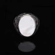 Men’s Sterling Silver Mother of Pearl Oval Ring