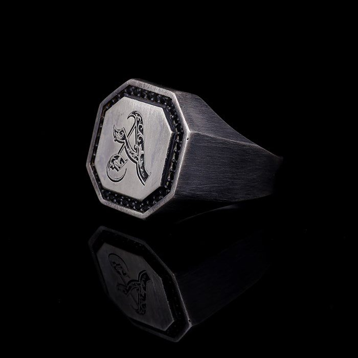 Men’s Sterling Silver Octagon Personalized Ring