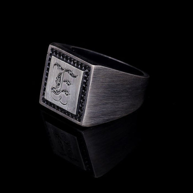 Men’s Sterling Silver Square Personalized Ring