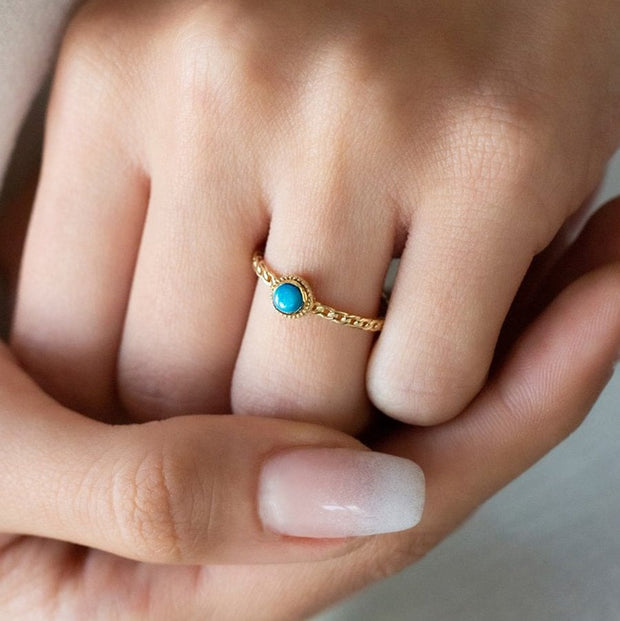 14k Gold Turquoise Gourmet Ring