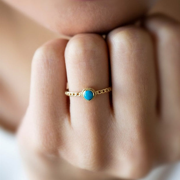14k Gold Turquoise Gourmet Ring