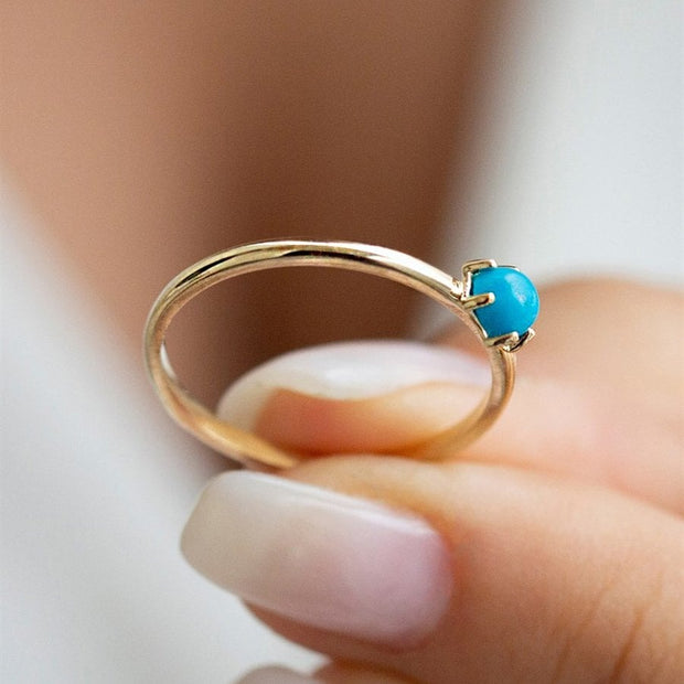 14k Gold Turquoise Stone Ring