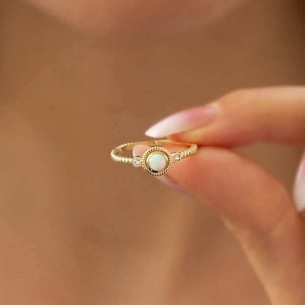 14k Gold Opal Moonstone Ring