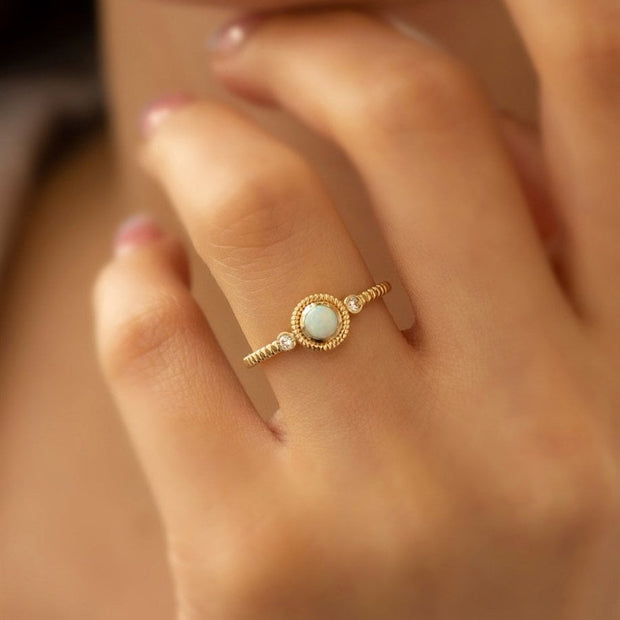 14k Gold Opal Moonstone Ring