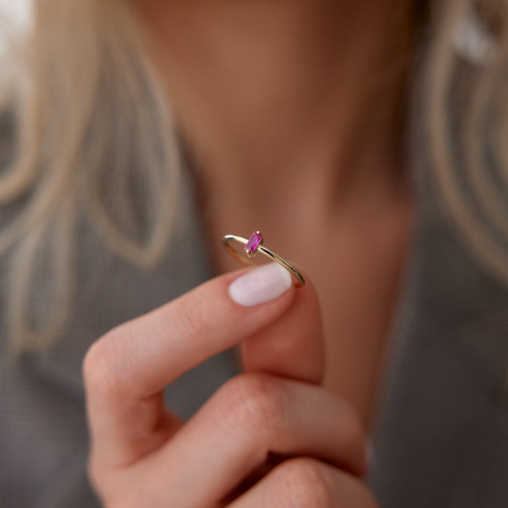 14k Gold Pink Tourmaline Ring