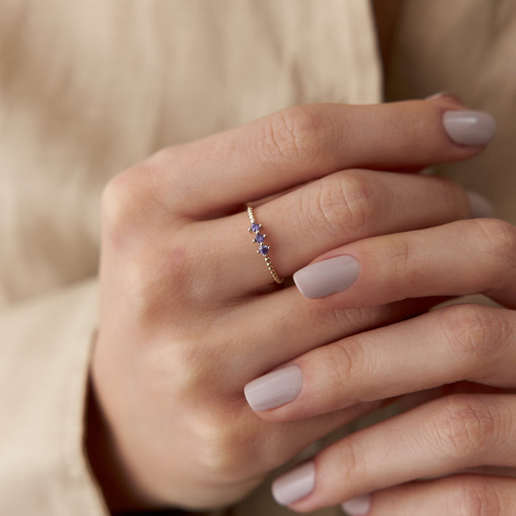 14k Gold Light Green Ring
