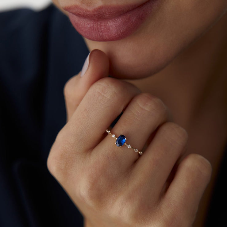 14k Gold Sima Colored Stone Ring