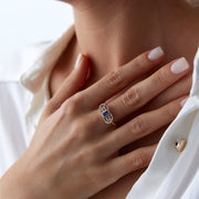 14k Gold Sapphire Blue Plate Ring