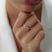 14k Gold Blue Topaz Luna Ring