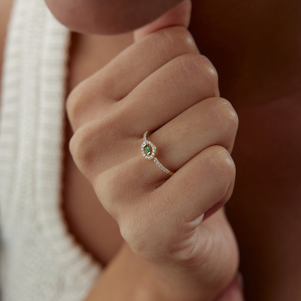 14k Gold Light Green Luna Ring