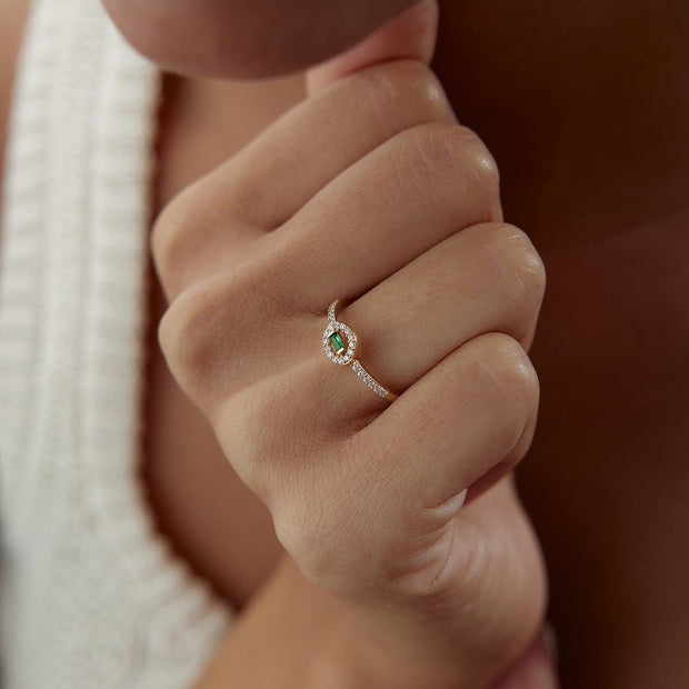 14k Gold Light Green Luna Ring
