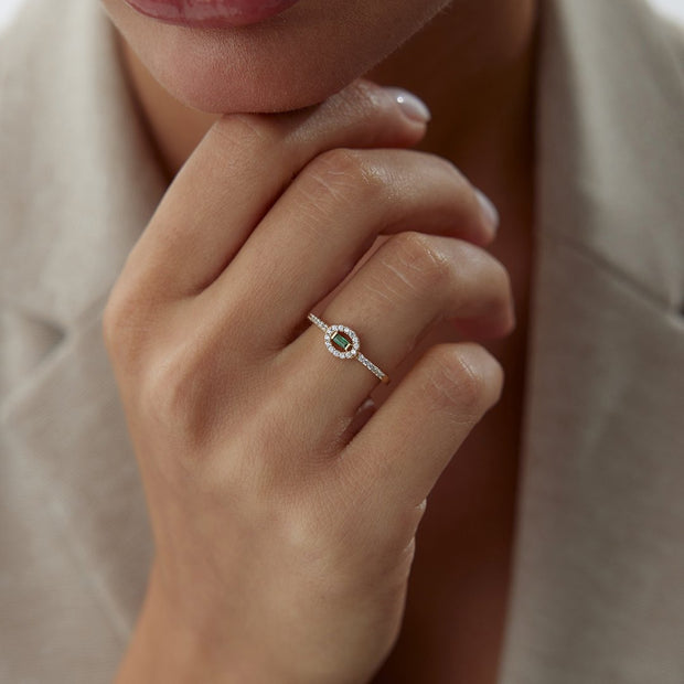 14k Gold Light Green Luna Ring