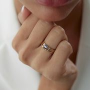 14k Gold Black Baguette Tattoo Ring